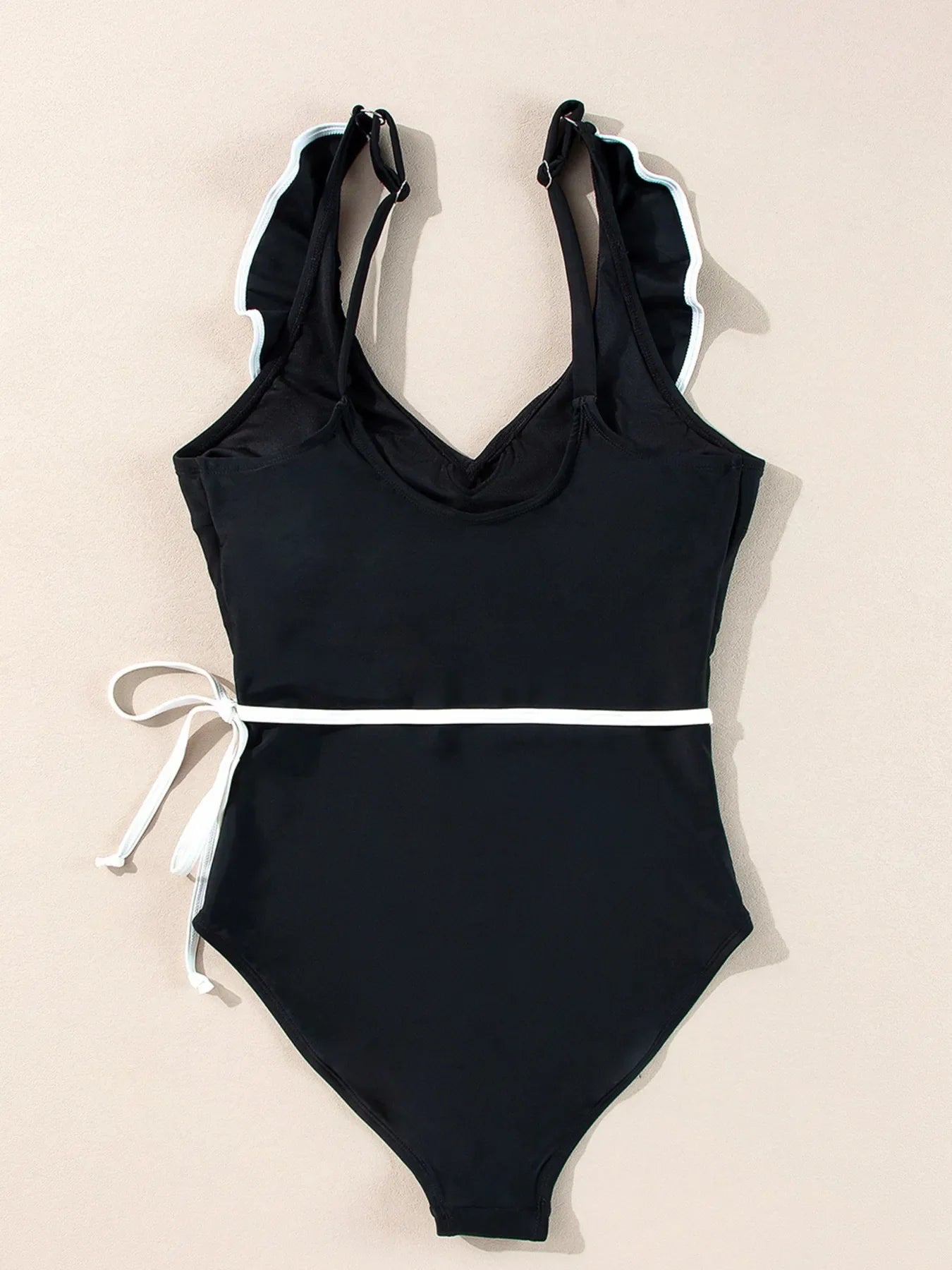 Hazel Blues® | Ruffle Trim V-Neck One-Piece Swimsuit