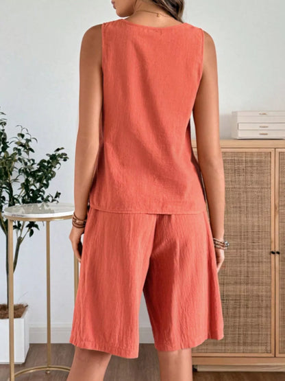 Hazel Blues® |  Round Neck Tank and Shorts Set