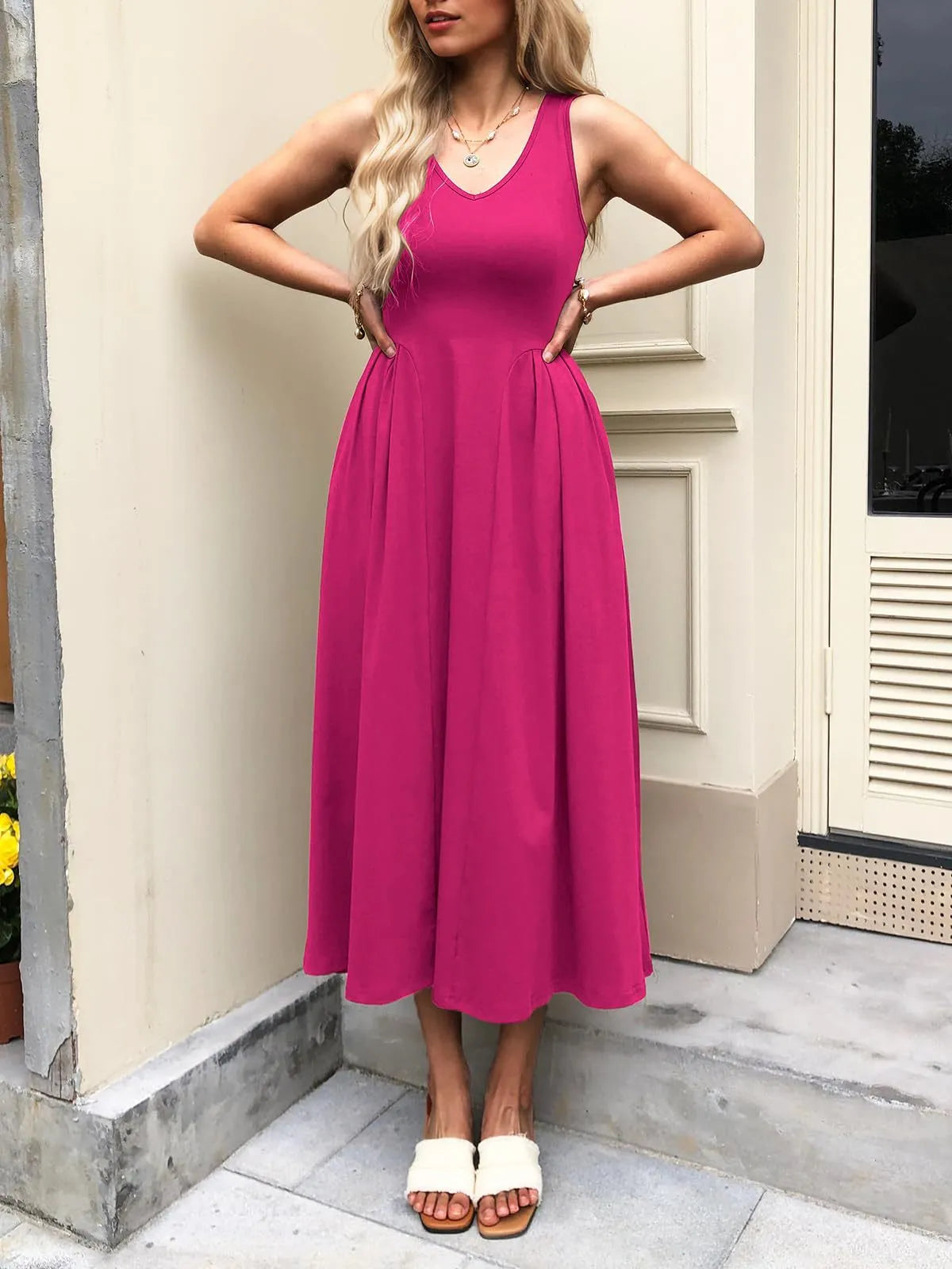 Hazel Blues® |  V-Neck Midi Tank Dress