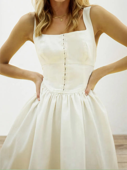 Hazel Blues® |  Square Neck Wide Strap Mini Dress