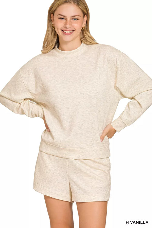 Hazel Blues® |  Zenana Scuba Long Sleeve Sweatshirt and Shorts Set