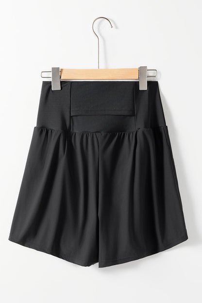 Hazel Blues® | Black Pocketed Wide Waistband Swim Shorts