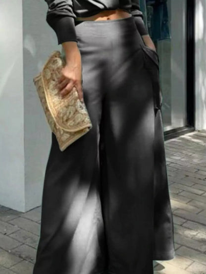 Hazel Blues® |  Long Sleeve Shirt and Wide Leg Pants Set