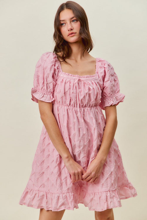 Hazel Blues® |  SO ME Texture Woven Ruching On Bust Mini Dress