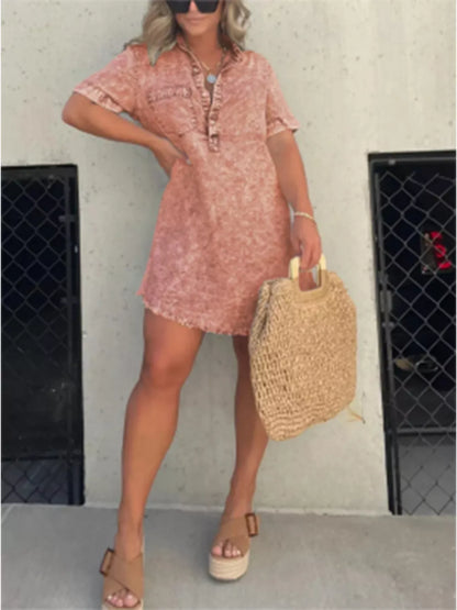 Hazel Blues® | Raw Hem Short Sleeve Dress