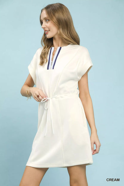 Hazel Blues® |  Umgee Knit Zip Front Drawstring Dress