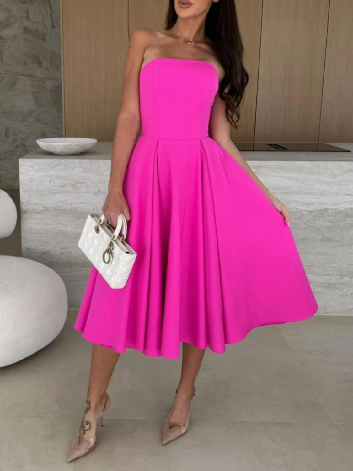 Hazel Blues® |  Solid Color Tube Midi Dress