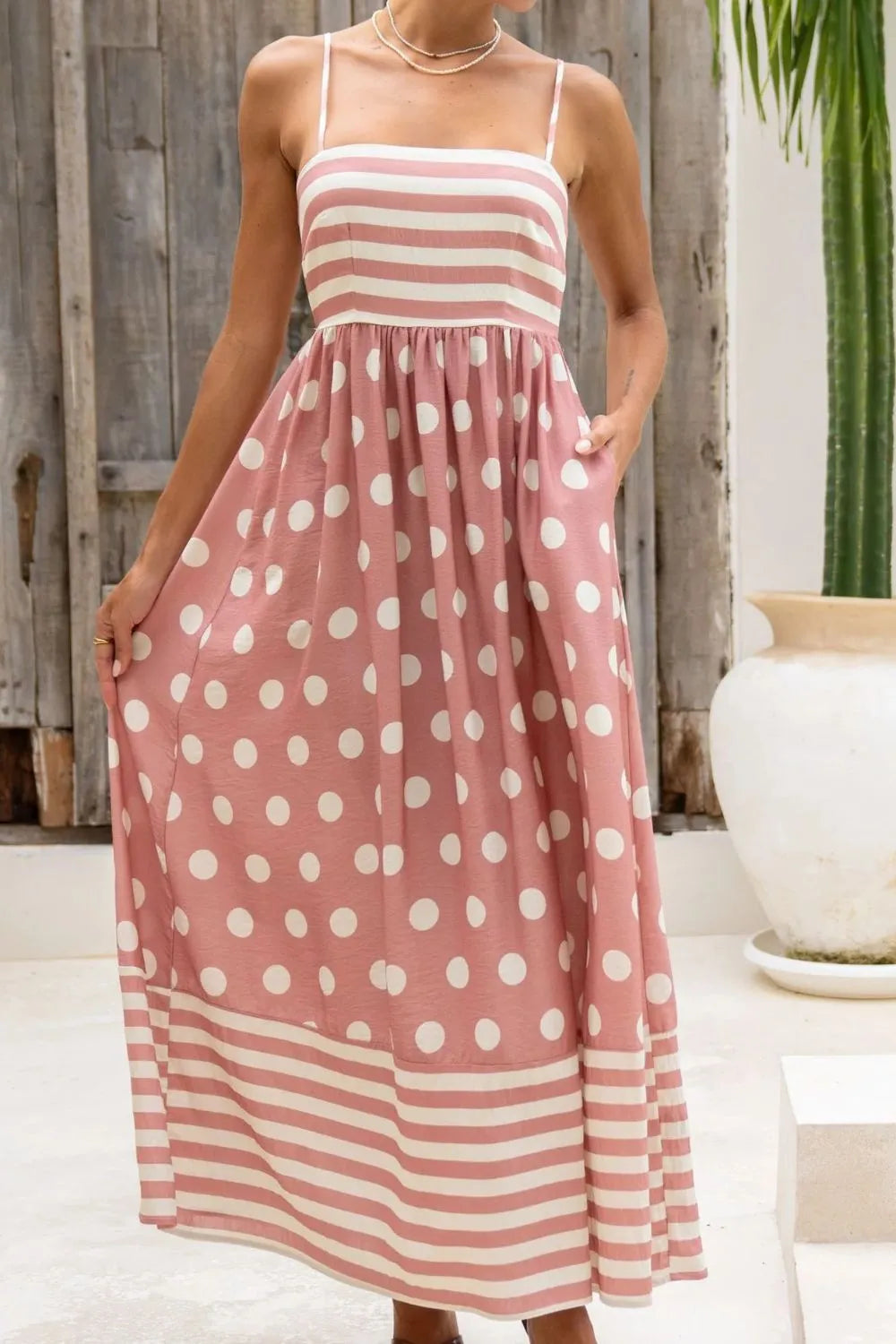 Hazel Blues® |  Polka Dot Square Neck Cami Dress