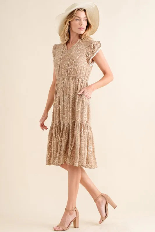 Hazel Blues® |  And The Why Boho Printed Tiered Maxi Dress