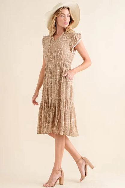 Hazel Blues® |  And The Why Boho Printed Tiered Maxi Dress