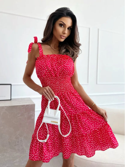 Hazel Blues® |  Polka Dot Square Neck Mini Cami Dress