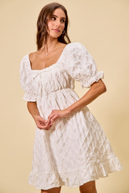 Hazel Blues® |  SO ME Texture Woven Ruching On Bust Mini Dress