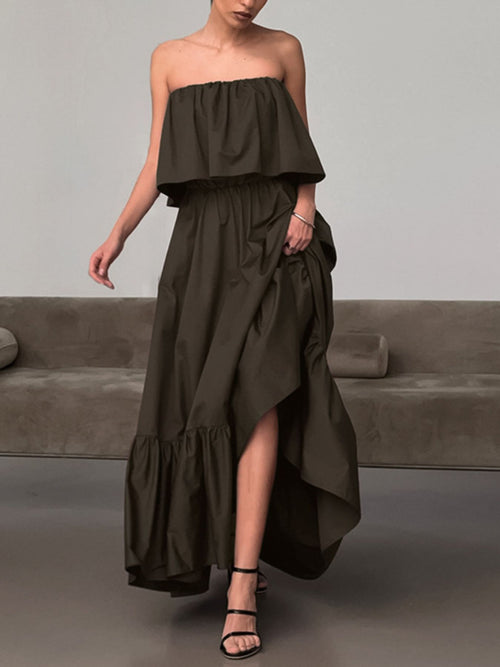 Hazel Blues® |  Off-Shoulder Ruffle Hem Maxi Dress