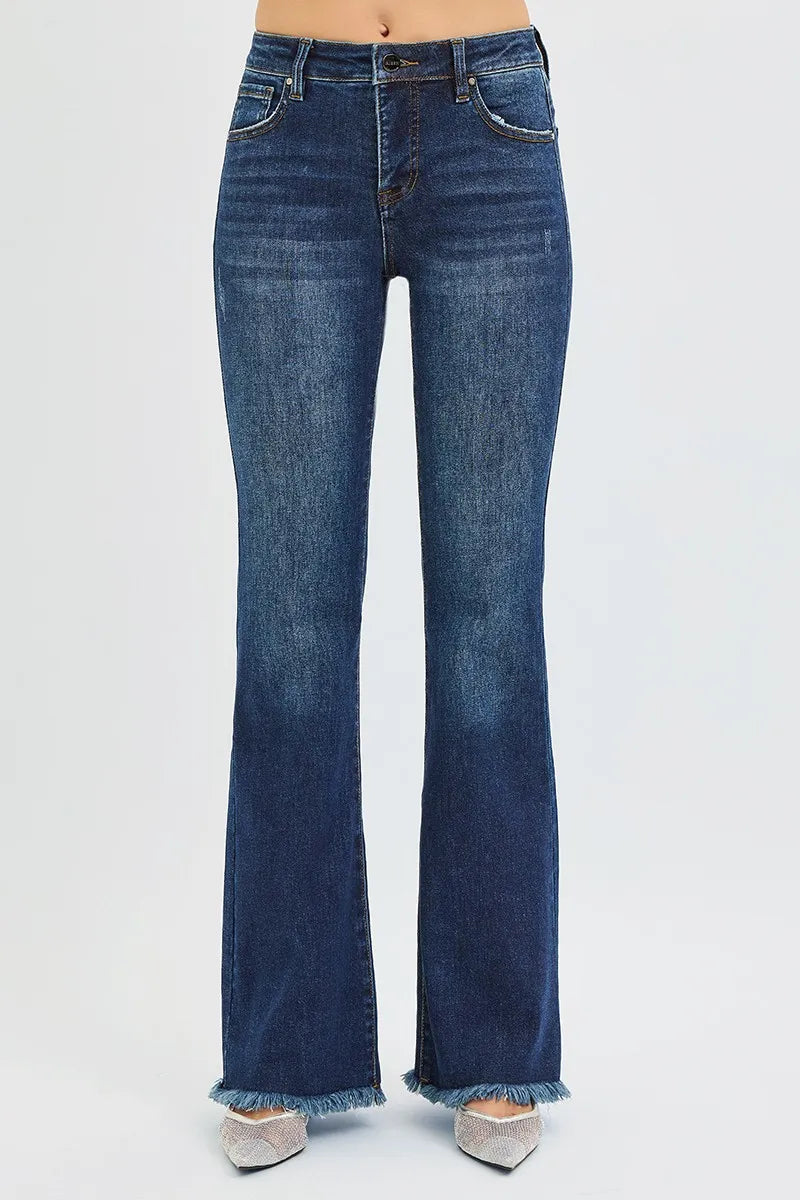 Hazel Blues® | RISEN Tummy Control Mid Rise Flare Jeans