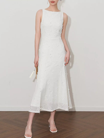 Hazel Blues® |  Sleeveless Floral Applique Midi Dress