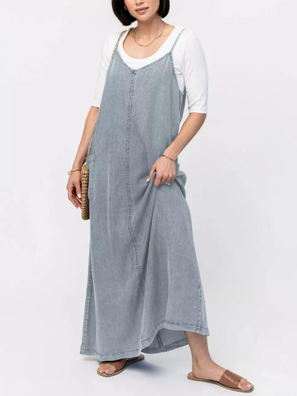 Hazel Blues® |  Casual Washed Denim Cami Maxi Dress