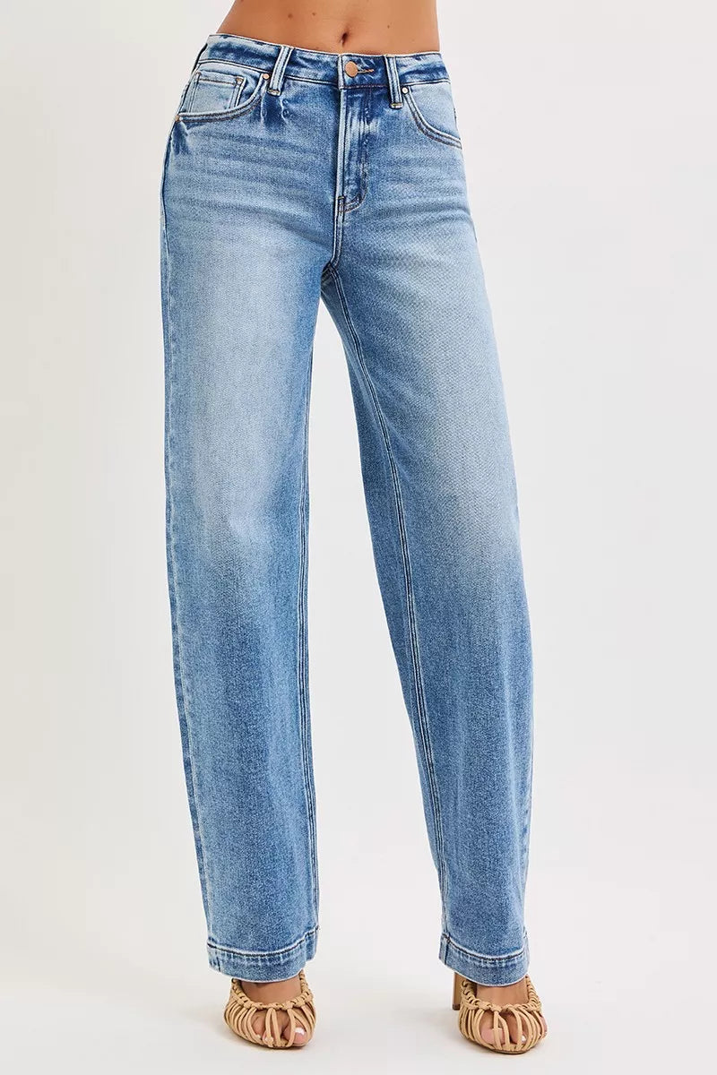 Hazel Blues® |  RISEN High Rise Wide Baggy Jeans