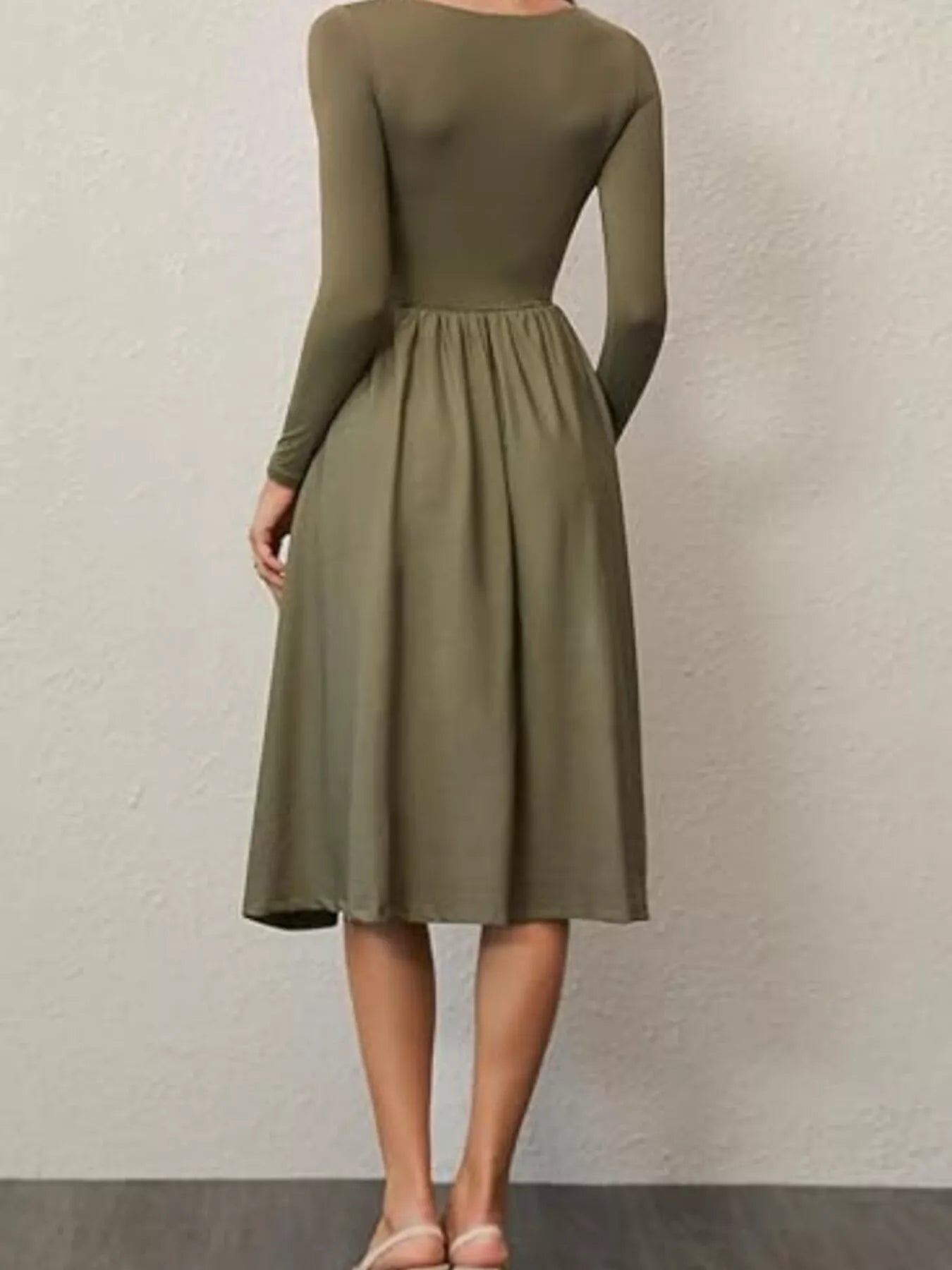 Hazel Blues® |  Square Neck Long Sleeve Midi Dress