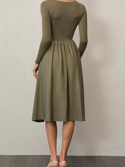 Hazel Blues® |  Square Neck Long Sleeve Midi Dress