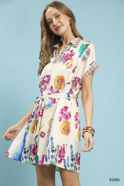 Hazel Blues® |  Umgee Floral Print Mini Dress with Belt
