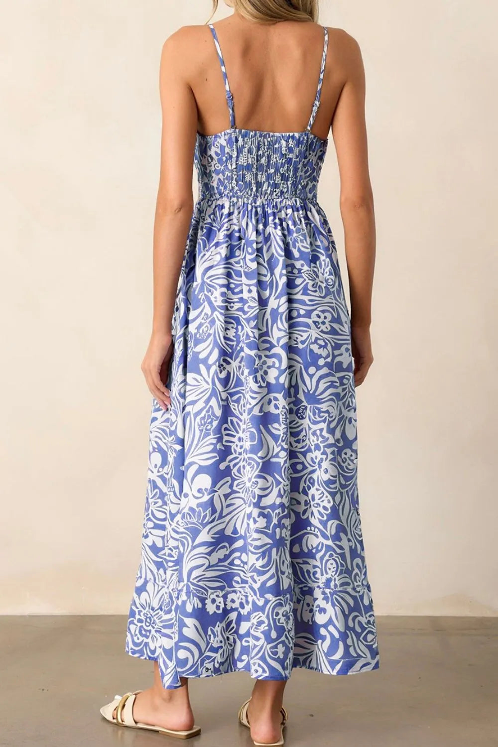 Hazel Blues® |  Floral Print Spaghetti Strap High Waist Dress