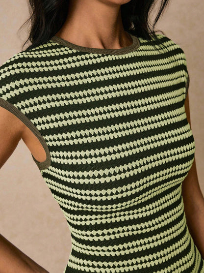 Hazel Blues® |  Striped Cap Sleeve Bodycon Midi Dress