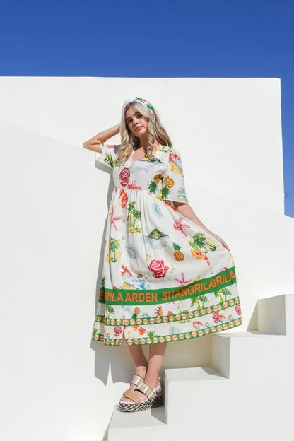 Hazel Blues® |  VERY J Button Down Printed Midi Dress