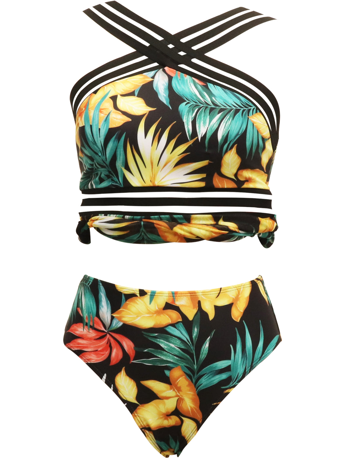 Hazel Blues® | Cutout Printed Two-Piece Swim Set