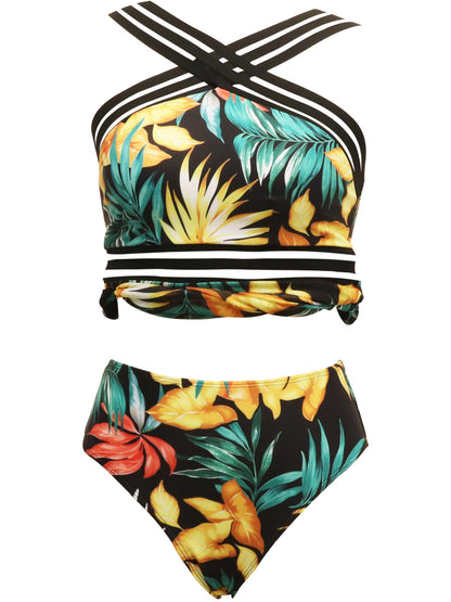 Hazel Blues® | Cutout Printed Two-Piece Swim Set