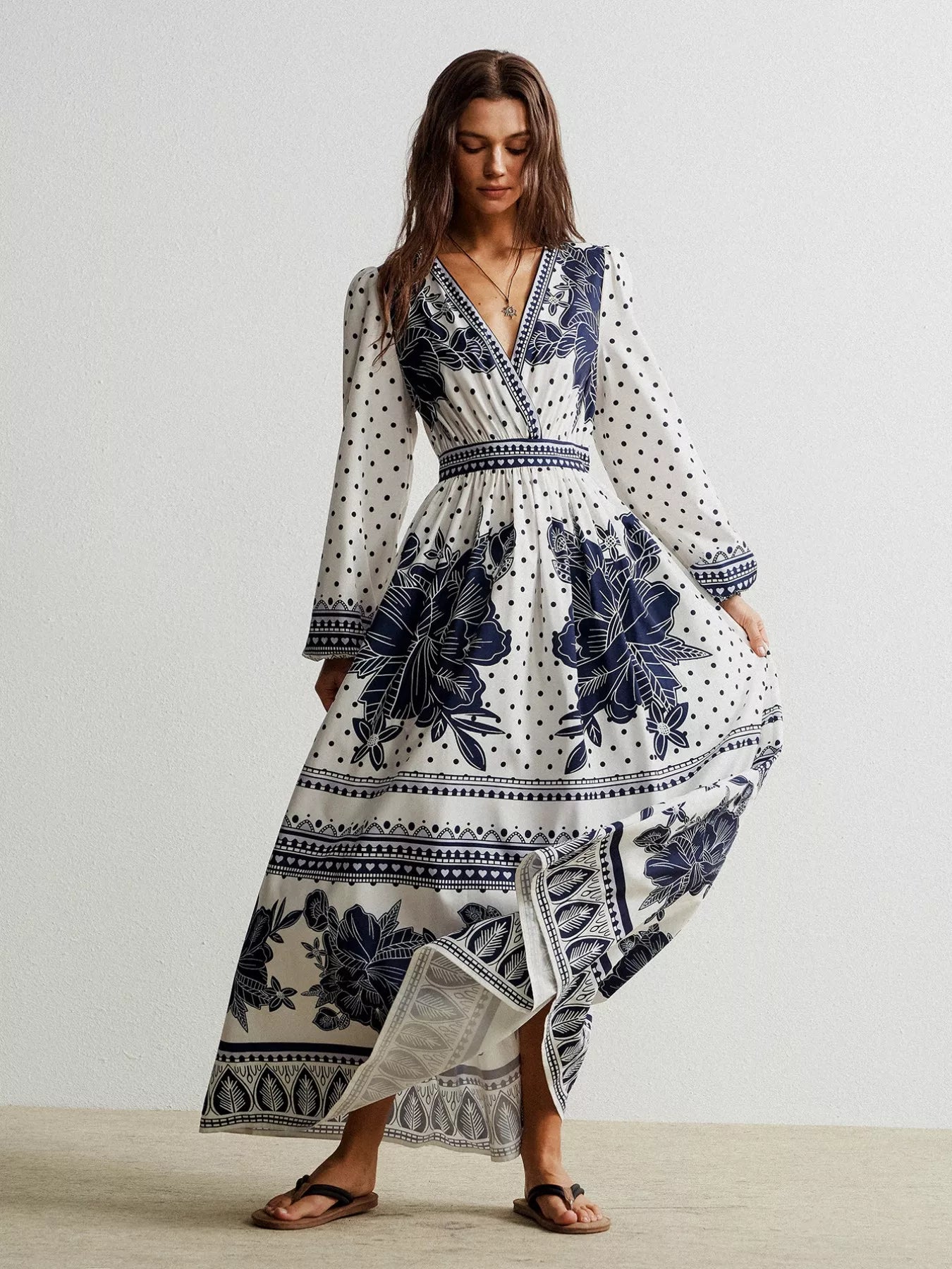 Hazel Blues® |  Floral Print Long Sleeve Maxi Dress