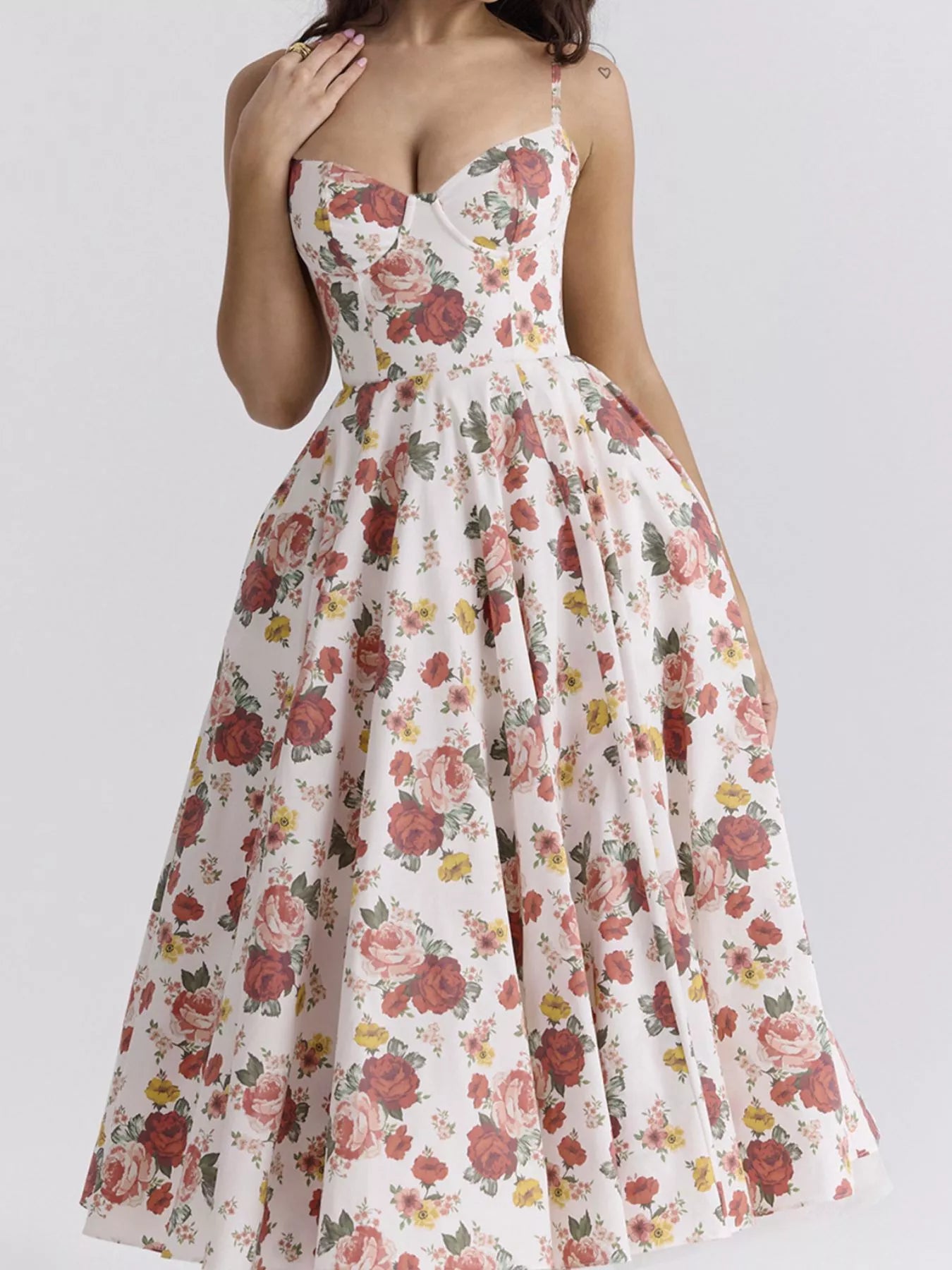 Hazel Blues® |  Sweetheart Neck A-Line Midi Dress