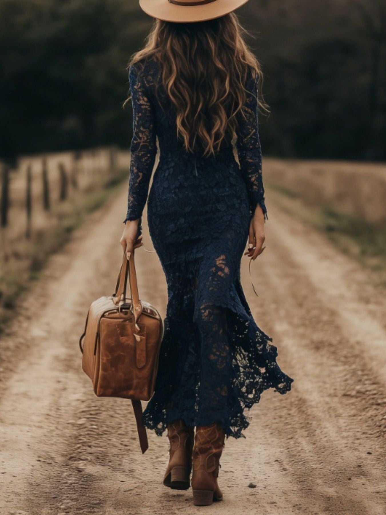 Hazel Blues® | Lace Long Sleeve Midi Dress