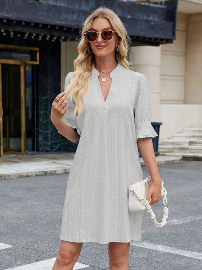 Hazel Blues® |  Florira Eyelet Flounce Sleeve Mini Dress