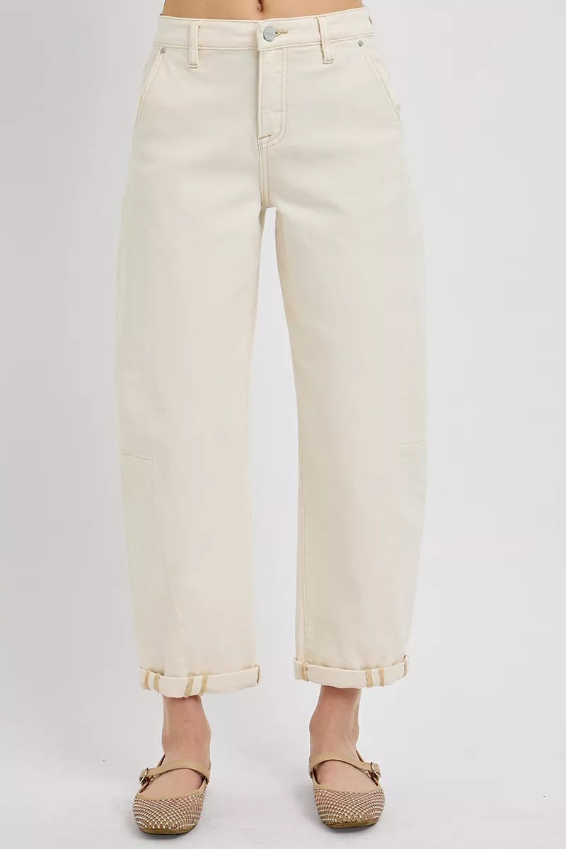 Hazel Blues® |  RISEN High Rise Relaxed Barrel Cuffed Jeans