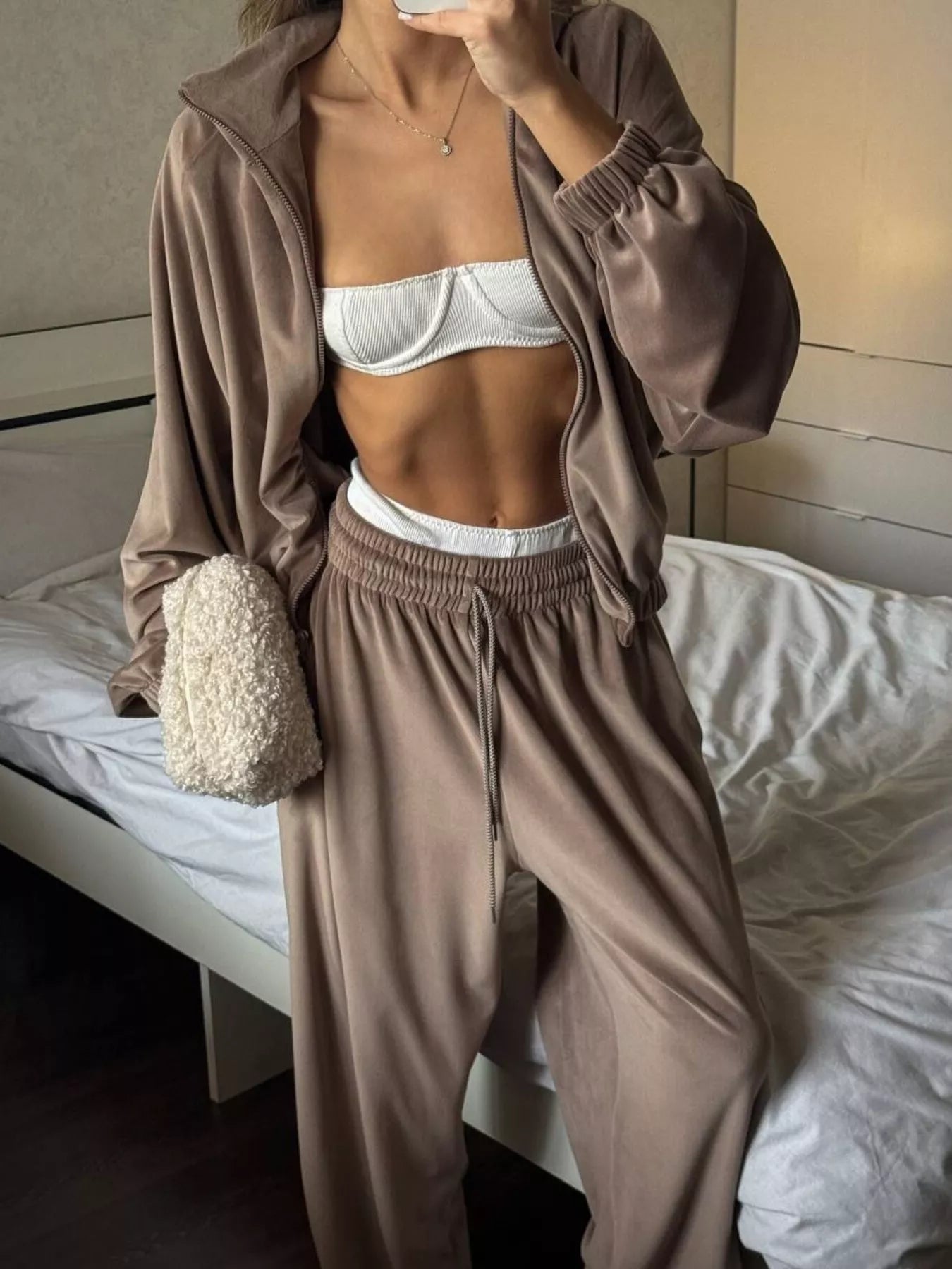 Hazel Blues® |  Zip Up Long Sleeve Outerwear and Pants Set