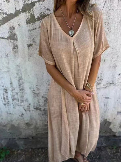 Hazel Blues® | V-Neck Short Sleeve Midi Dress