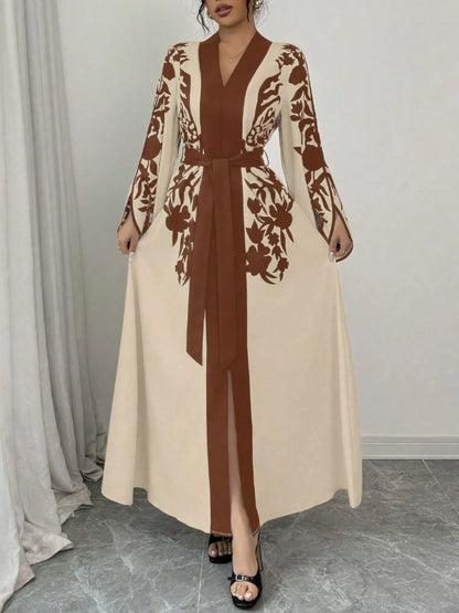 Hazel Blues® |  Printed Tie Waist Maxi Dress