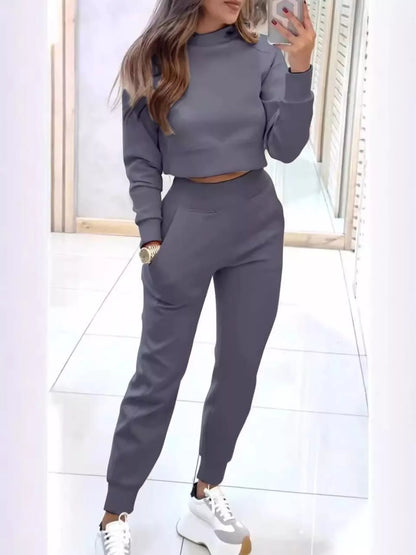 Hazel Blues® |  Casual Chic Cropped Sweatshirt and Jogger Set