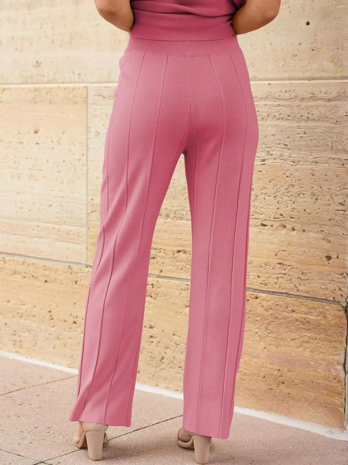 Hazel Blues® |  Casual Solid Color Cap Sleeve Top and Pants Knit Set