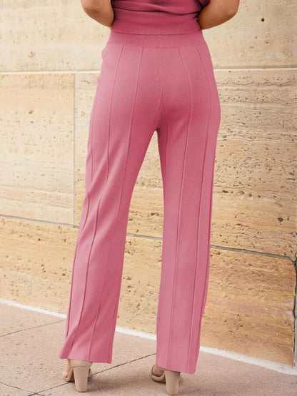 Hazel Blues® |  Casual Solid Color Cap Sleeve Top and Pants Knit Set