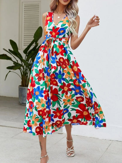 Hazel Blues® | Floral V-Neck Sleeveless Dress
