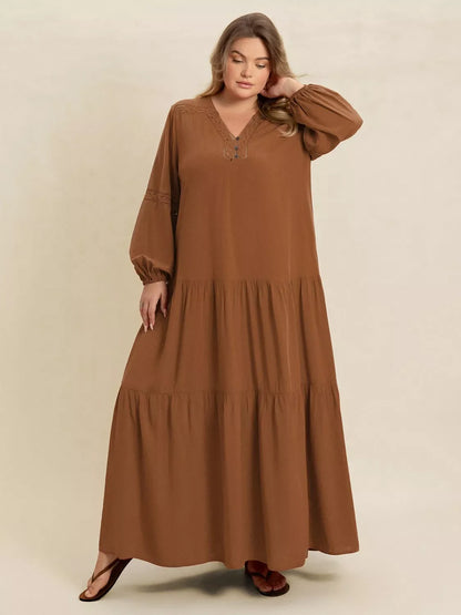 Hazel Blues® | Bohemian Tiered Maxi Dress with Balloon Sleeves