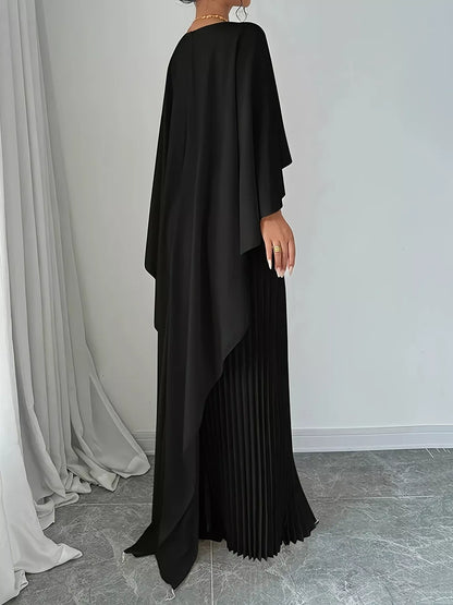 Hazel Blues® |  Cape Pleated Maxi Dress