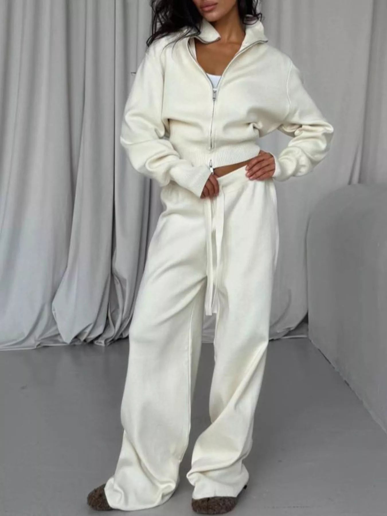 Hazel Blues® |  Zip-Up Outerwear and  Drawstring Pants Set