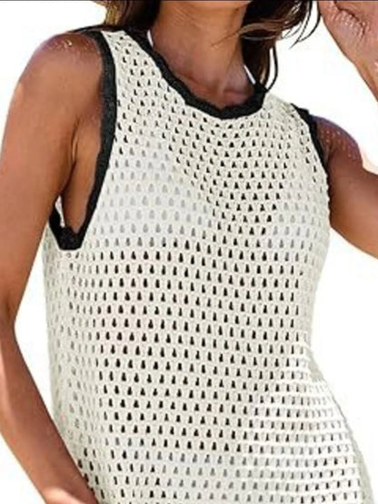 Hazel Blues® | Color Block Openwork Sleeveless Cutout Back Cover-Up