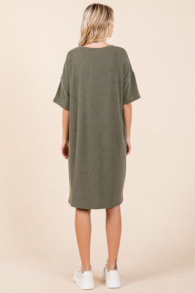 Hazel Blues® |  Mittoshop Urban Rib Knit Short Sleeve Tee Dress