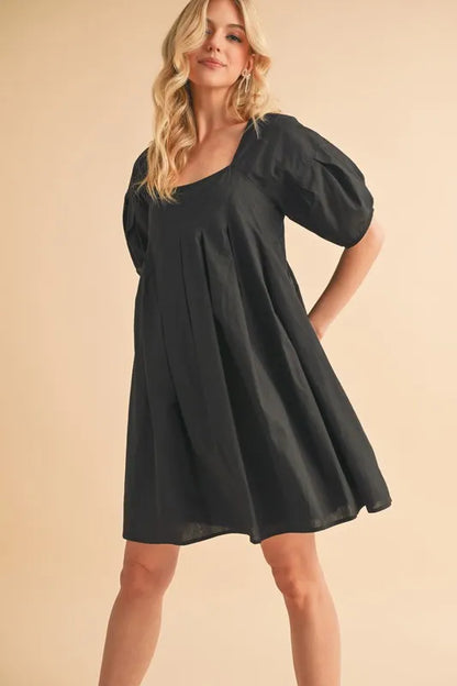 Hazel Blues® |  Aemi + Co Square Neck Babydoll Dress with Pockets