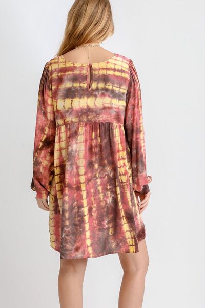 Hazel Blues® | Umgee Tie Dye Long Sleeve Babydoll Dress with Keyhole
