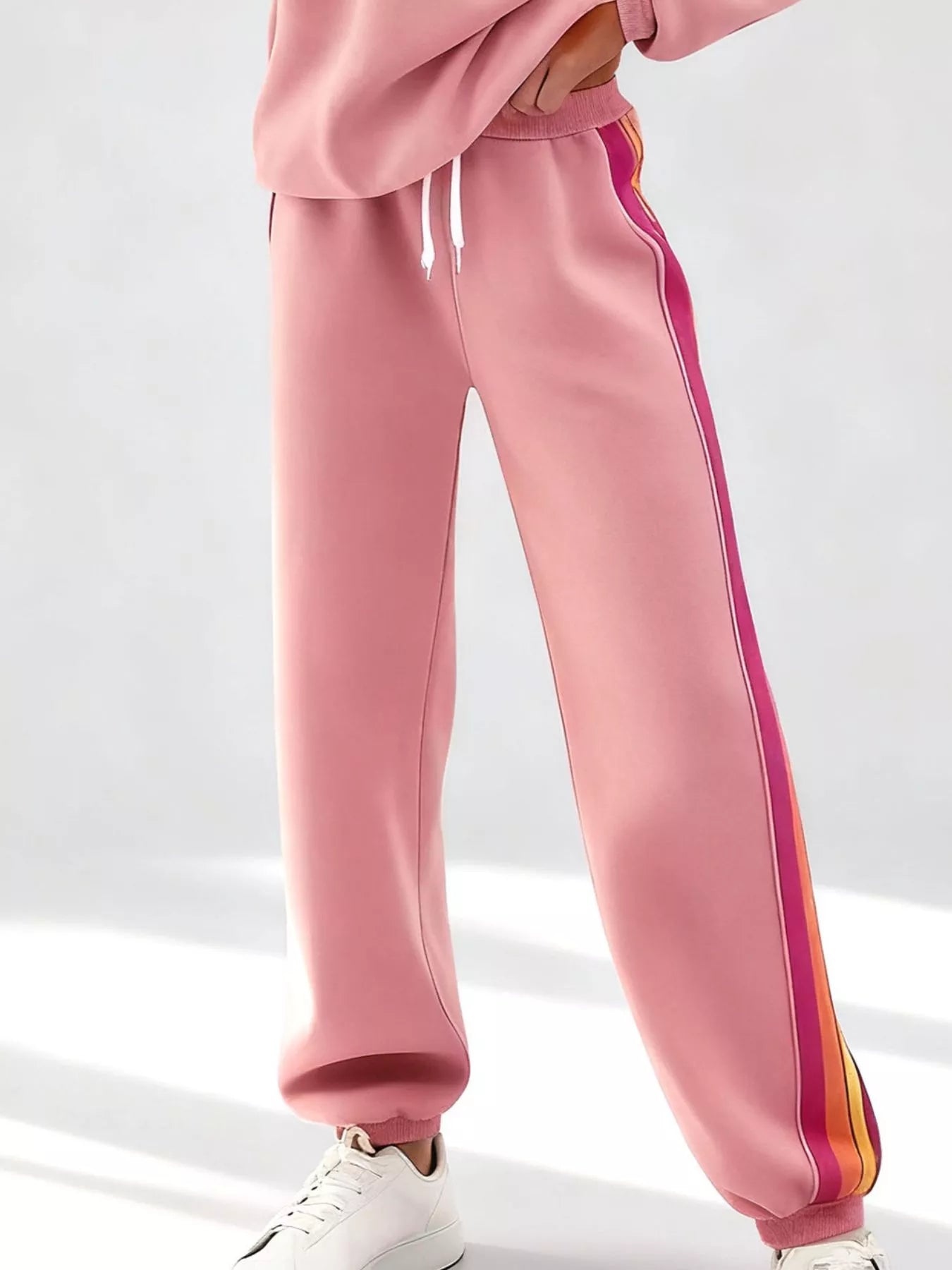 Hazel Blues® |  Striped Round Neck Sweatshirt and Pants Set