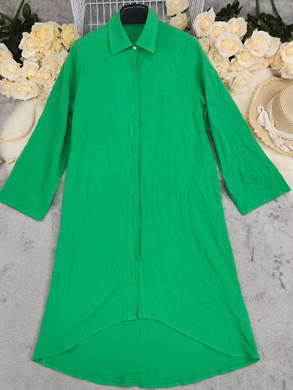Hazel Blues® |  Button Front Long Sleeve Shirt Dress
